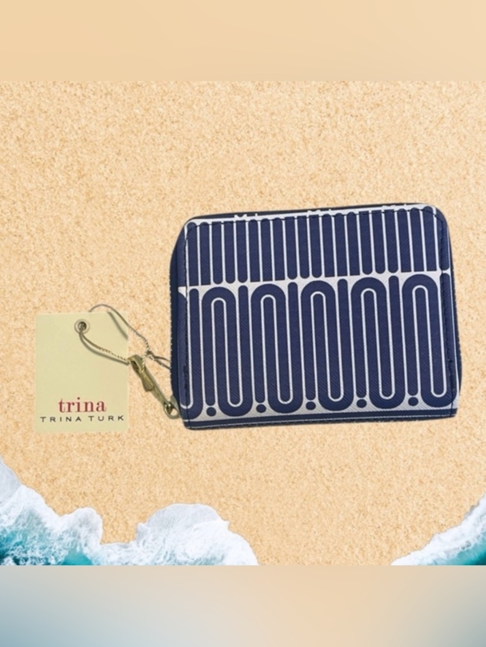 Trina Turk Navy and White Patterned Wallet